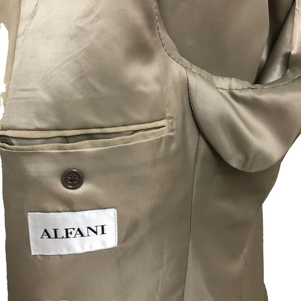 Alfani Blazer Sport Coat Men‎ 42R Tan Tencel NWOT Single Ventless Office Career